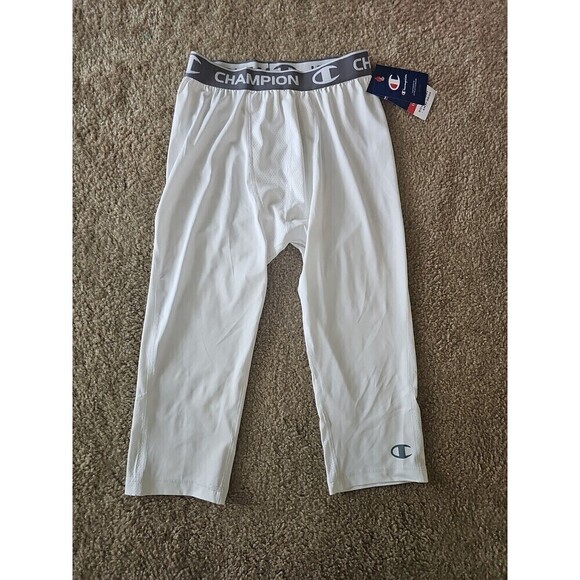 Champion Men's 3/4 Compression Tight Legging White Size MEDIUM NEW $35 - Picture 1 of 6